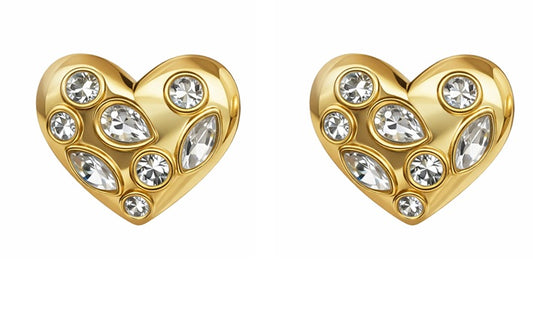 Regal Crystal Heart Stud Earrings