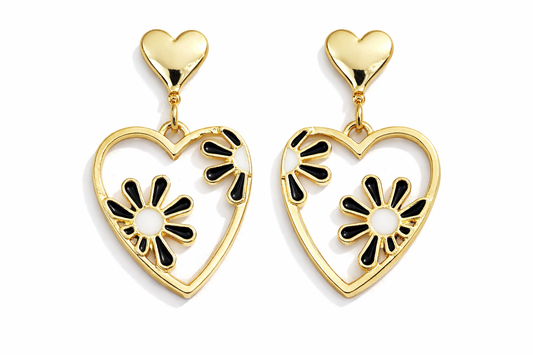 Luxe Heart Bloom Drop Earrings