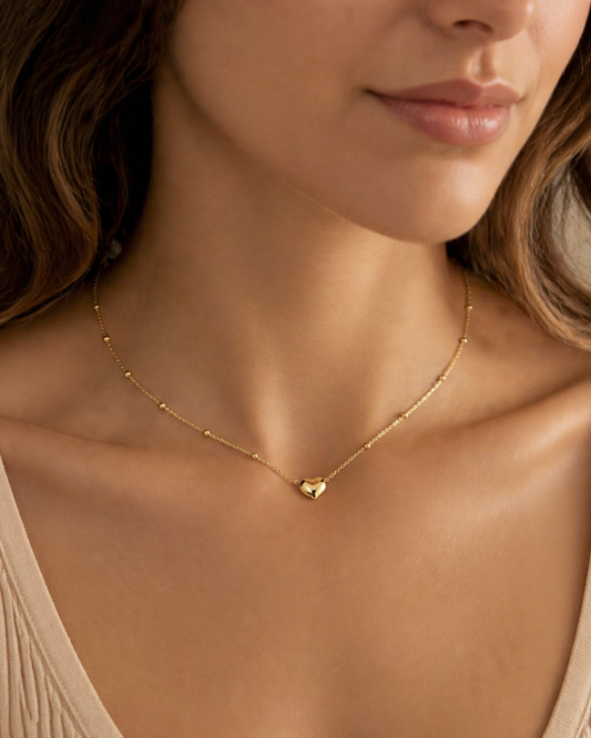 Delicate Heart Bead Chain Necklace