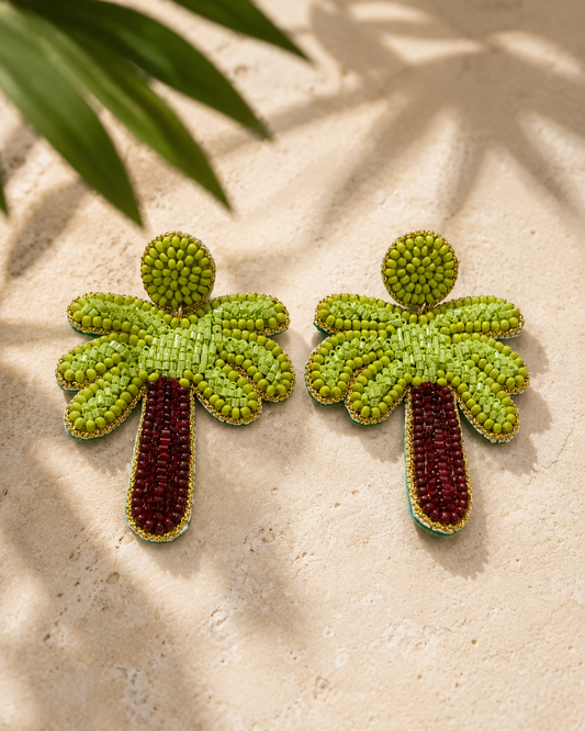 Summer Palm Beaded Earrings
