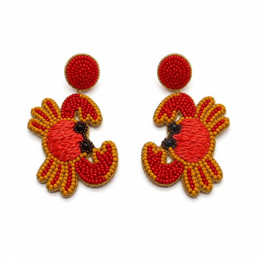 Summer Crab Beaded Earrings