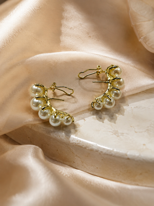 Pearl Vine Gold-Tone Statement Earrings