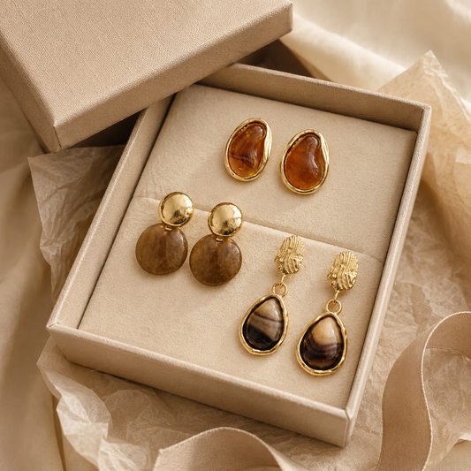Amber Earth Luxe Earring Trio