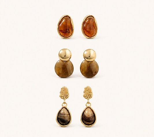 Amber Earth Luxe Earring Trio