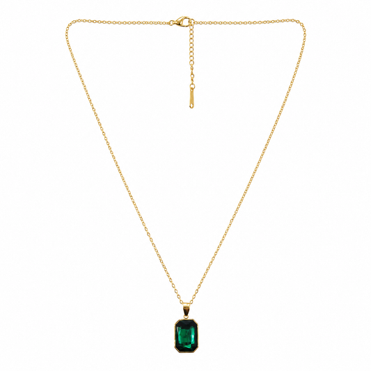 Luxe Green Gem Pendant Necklace