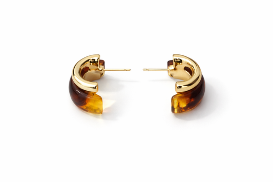 Amber Glow Half-Hoop Earrings