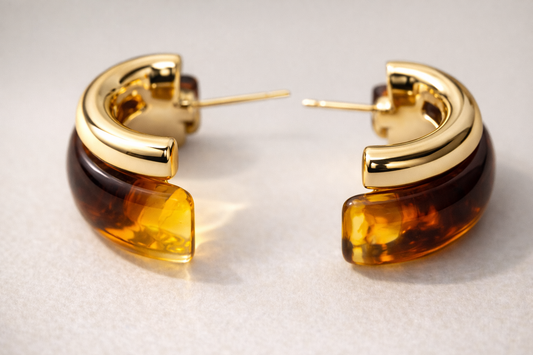 Amber Glow Half-Hoop Earrings