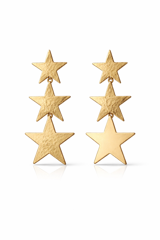 Celestial Gold Triple Star Earrings