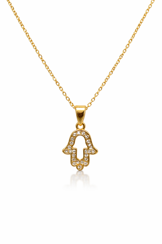Crystal Hamsa Protection Pendant Necklace