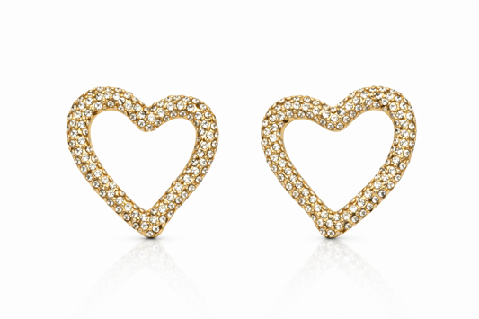 Crystal Bloom Heart Statement Earrings