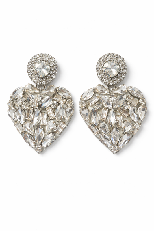 Crystal Heart Halo Statement Earrings