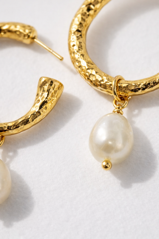 Signature Pearl Drop Hoops