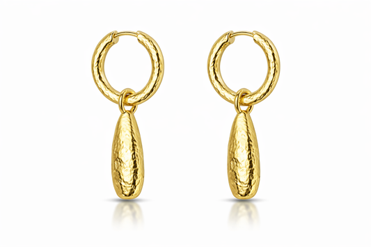 Gold Luna Drop Hoop Earring
