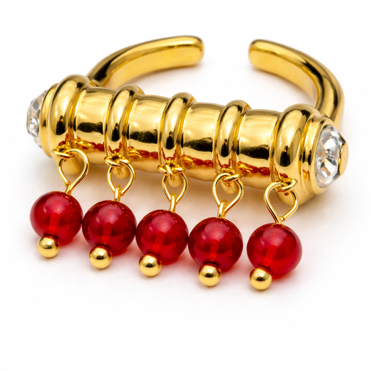 ❤️ Crimson Kiss Charm Ring – A Bold Expression of Love