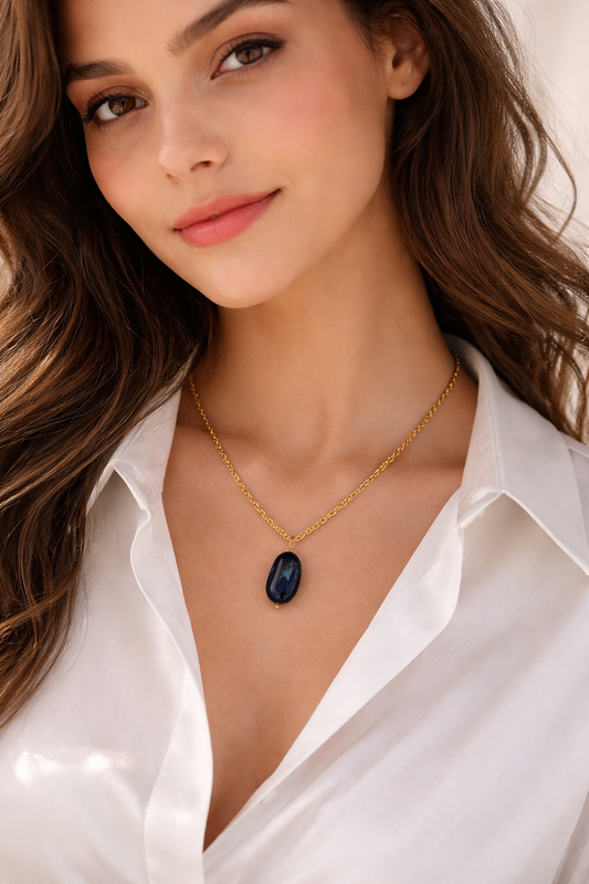 Midnight Lapis Drop Necklace