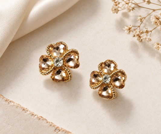 Golden Petal Stud Earrings