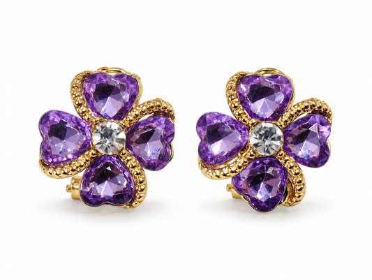 Violet Heart Bloom Earrings