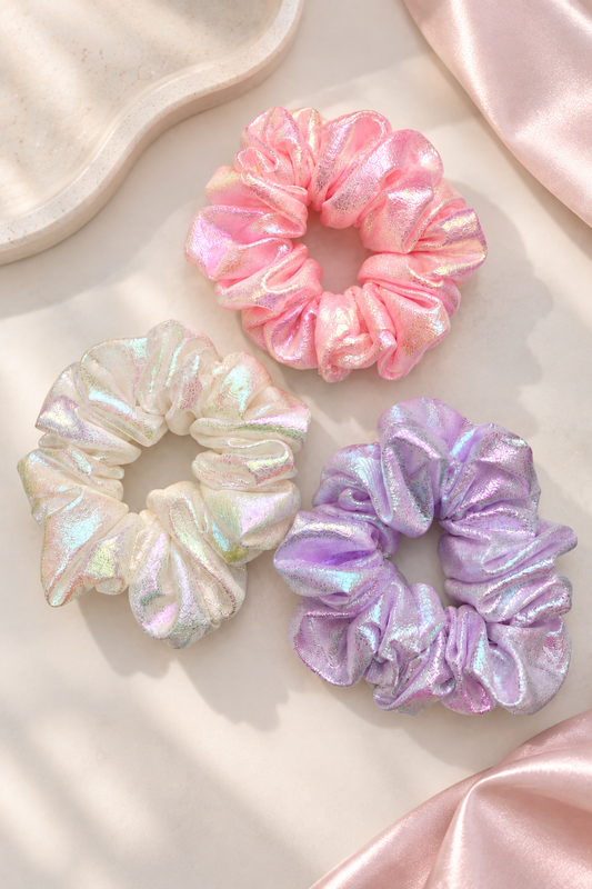 STYLIT Iridescent Scrunchies Set of 3