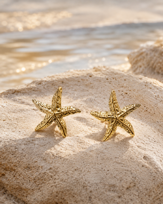 Golden Tide Starfish Stud Earrings