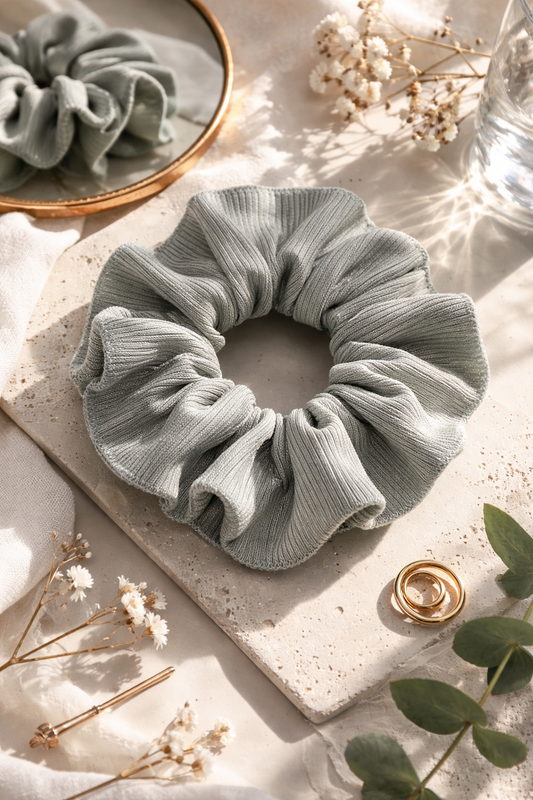 Rib Luxe Scrunchie – Sage Mist