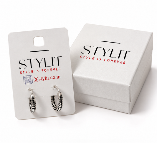 STYLIT VANTA Men's Silver-Tone Huggie Earrings
