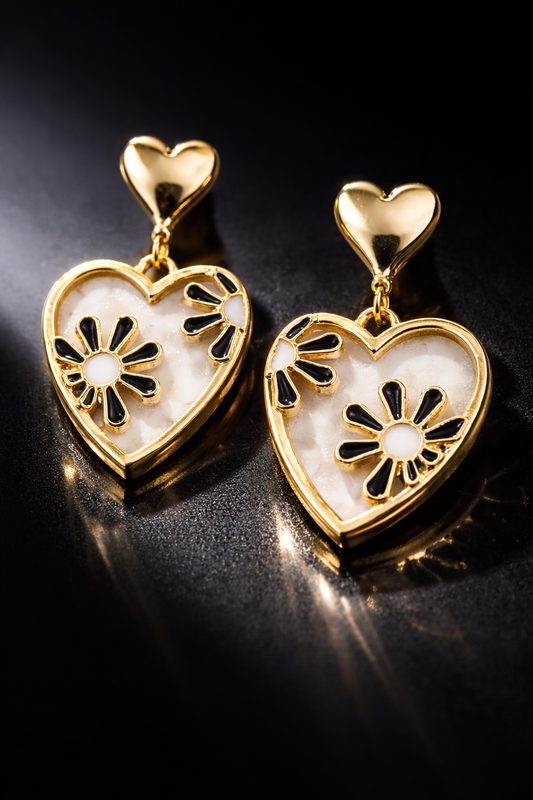 Luxe Heart Bloom Drop Earrings
