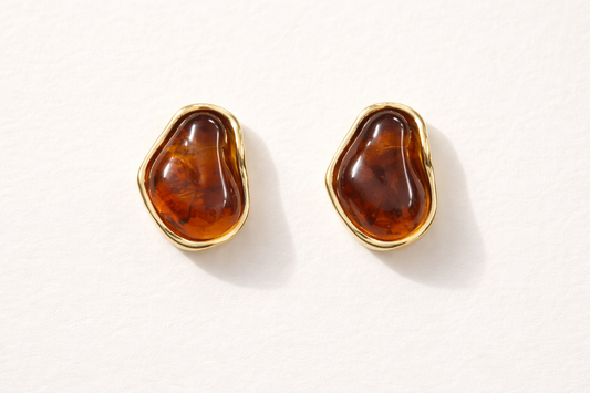 Amber resin stud earrings