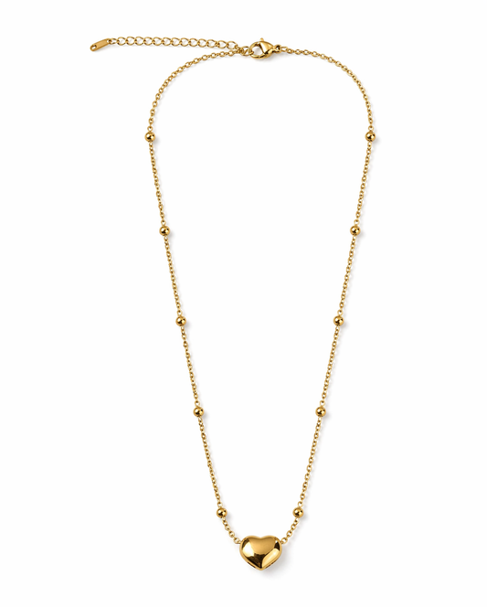 Delicate Heart Bead Chain Necklace