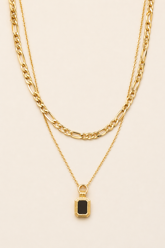 Aurelia Dual-Layer Geometric Pendant Necklace