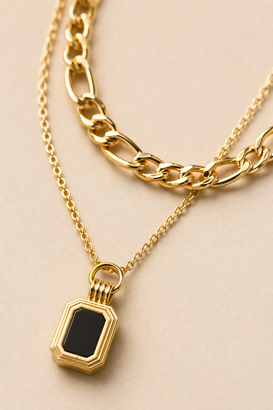 Aurelia Dual-Layer Geometric Pendant Necklace