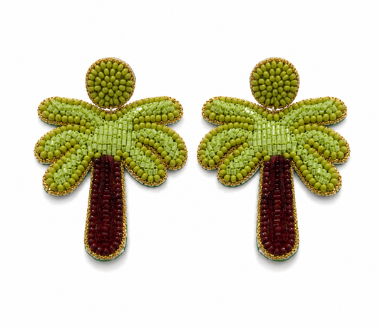 Summer Palm Beaded Earrings