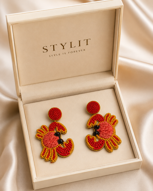 Summer Crab Beaded Earrings