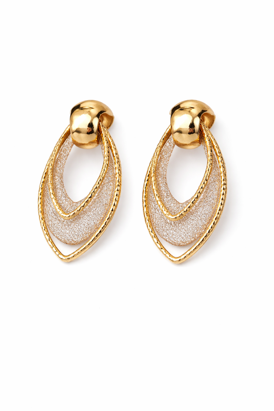 Golden Aura Layered Drop Earrings