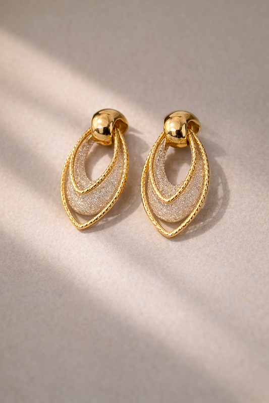 Golden Aura Layered Drop Earrings