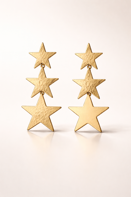 Celestial Gold Triple Star Earrings