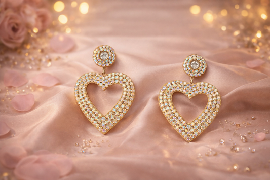 Crystal Whisper Open Heart Earrings