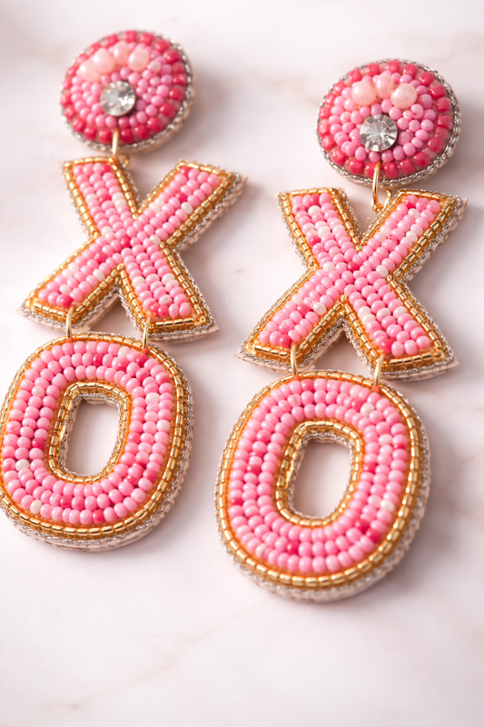 Blush XOXO Beaded Statement Earrings