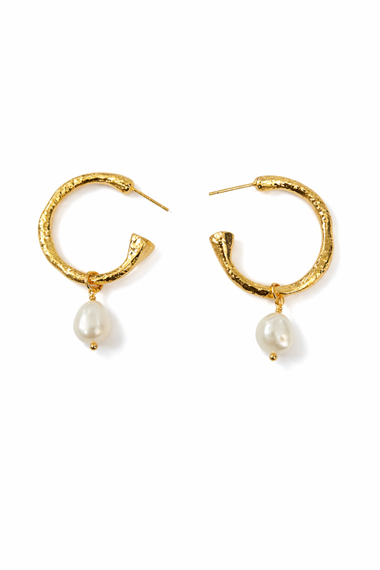 Signature Pearl Drop Hoops