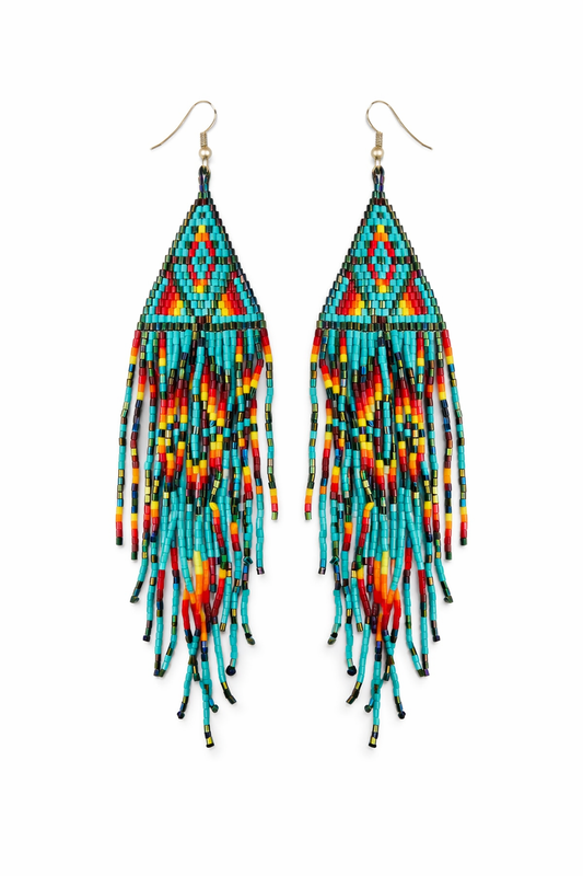 Aurora Cascade Fringe Earrings - Handmade Statement Fringe Earrings