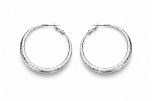 Solara Brushed Silver Statement Hoops
