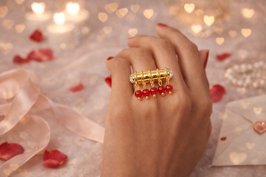 ❤️ Crimson Kiss Charm Ring – A Bold Expression of Love