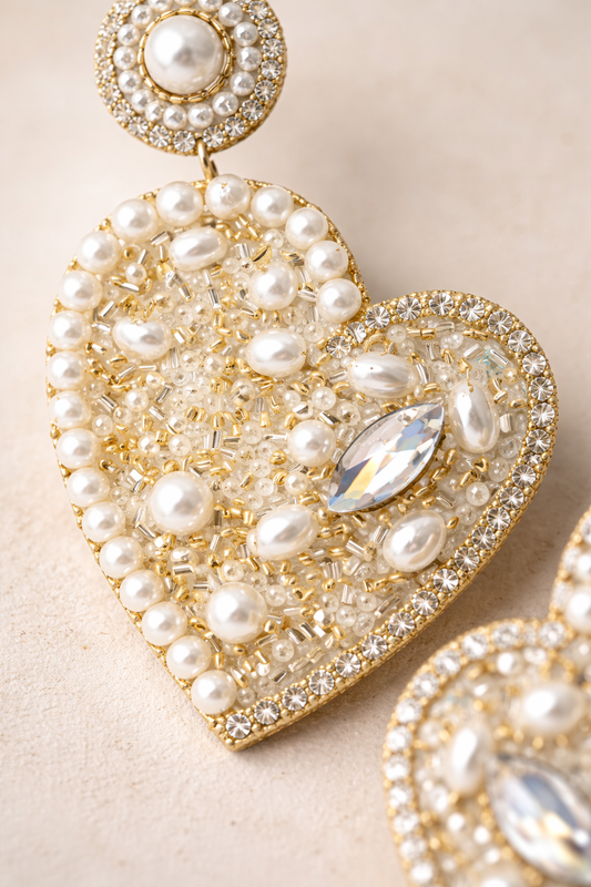 Pearl Royale Heart Earrings