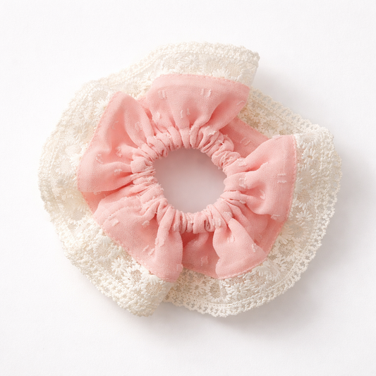 Blush Lace Luxe Scrunchie