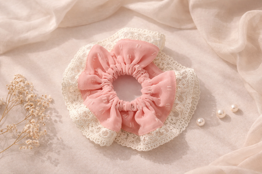 Blush Lace Luxe Scrunchie
