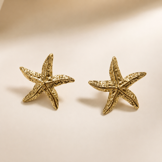 Golden Tide Starfish Stud Earrings