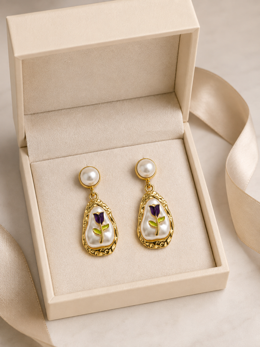 Tulip Pearl Drop Earrings