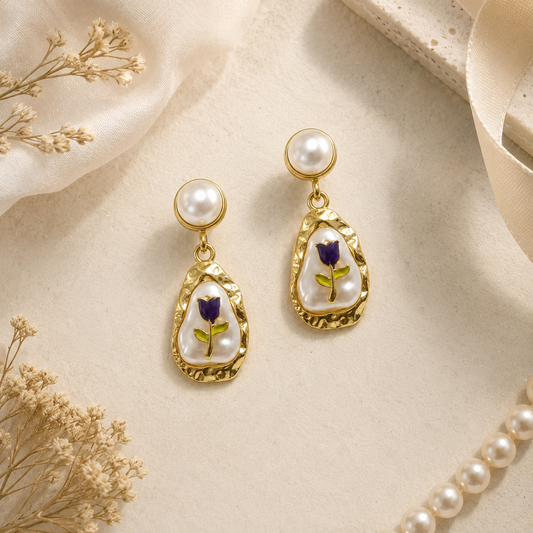 Tulip Pearl Drop Earrings