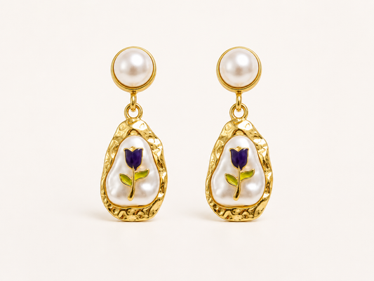 Tulip Pearl Drop Earrings