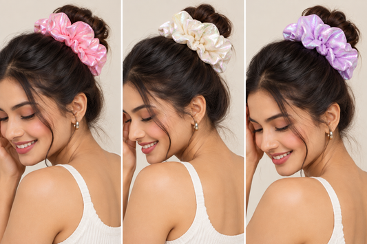 STYLIT Iridescent Scrunchies Set of 3