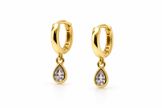 STYLIT Gold-Tone Teardrop Huggie Hoop Earrings for Men